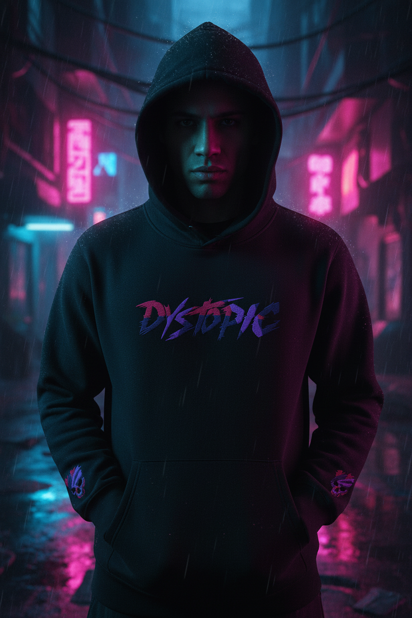 DYSTOPIC Poly Logo Hoodie in Schwarz - Verbessertes Portrait
